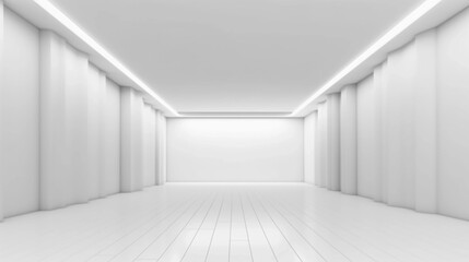 Fototapeta premium Abstract futuristic technology background, Minimalistic white architectural background, modern design for poster, cover, branding, website, product showcase, AI generated.