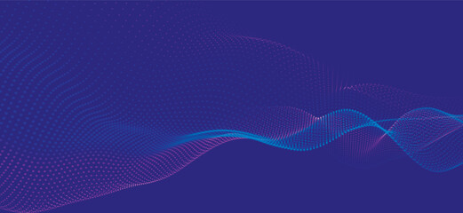 Abstract digital wave of particles. Futuristic point wave. Technology background vector. 3D rendering.