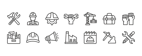Labor icon set. Vector graphic illustration.