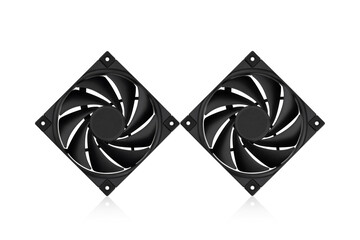 CPU cooler on a white background. Air cooling cooler of a personal computer processor close-up on a...