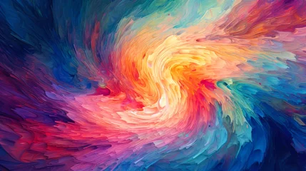 Selbstklebende Fototapete Gemixte farben 宇宙的な虹色のうねり模様の背景　Generative AI