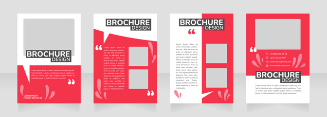 Flowers and plants red blank brochure design. Template set with copy space for text. Premade corporate reports collection. Editable 4 paper pages. Nunito ExtraBold, SemiBold, Regular fonts used