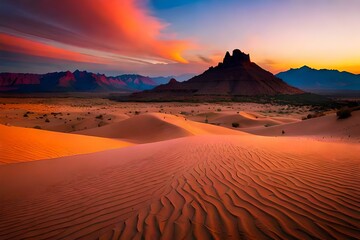 Fototapeta na wymiar sunset over the desert generated AI