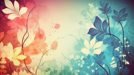Fototapeta na wymiar Floral background for website with color. Minimal style wallpaper illustration art flower and botanical leaves, Organic shapes, Watercolor. Vector background for banner, poster, Web and packaging.
