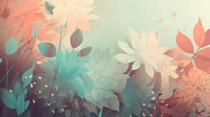 Floral background for website with color. Minimal style wallpaper illustration  art flower and botanical leaves, Organic shapes, Watercolor. Vector background for banner, poster, Web and packaging.


