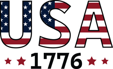 Usa 1776 independence day typography tshirt design vector