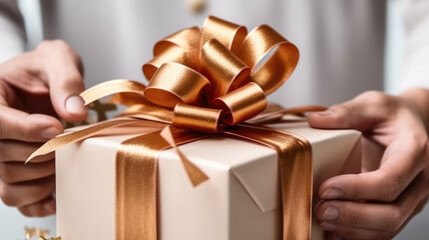 gift box in hand created with Generative AI Technology