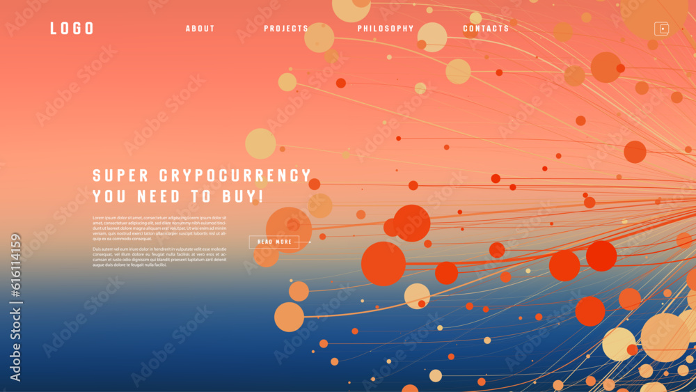 Wall mural landing page abstract design with big data. template for website or app.