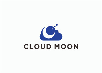 cloud with moon logo design vector silhouette illustration