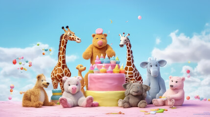 Fun animal with birthday created with Generative AI Technology