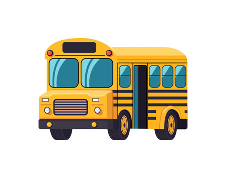 City Bus Vector Illustration In Modern Flat Style
