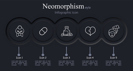Mental Health Awareness Illustration. Mental health issues, such as anxiety, depression, stress, bipolar disorder. Neomorphism style. Vector line icon
