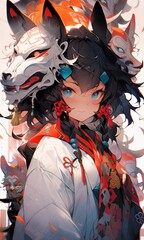 Fototapeta na wymiar Stylish Charming Girl Anime Background Wallpaper. Generative AI.
