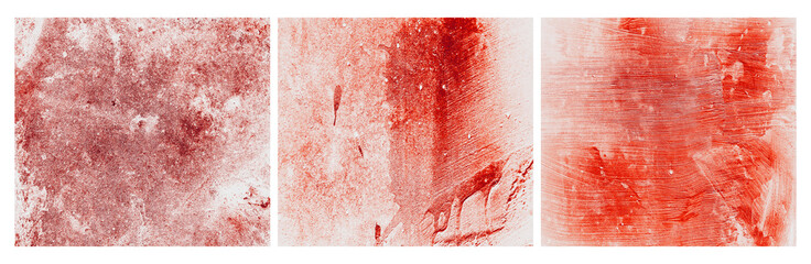 Bloody dirty wall background collection. Blood on white wall background