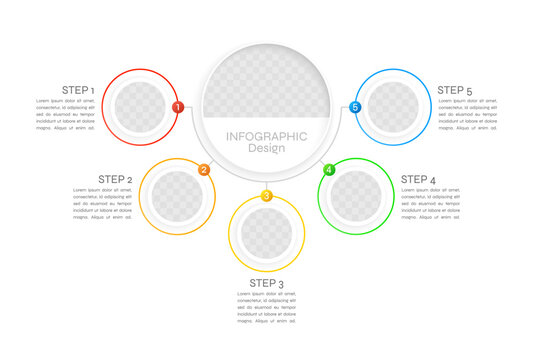 Resource optimization infographic chart design template. Abstract infochart with copy space. Instructional graphics with 5 step sequence. Visual data presentation. Syne Regular font used