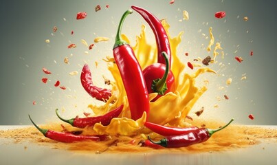 Red Chilli Peppers Background For Social Media Advertising and Marketing. Generative Ai