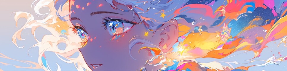 Fototapeta na wymiar Anime Wallpaper Girl Background.