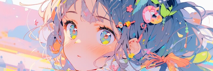 Obraz na płótnie Canvas Stylish Charming Girl Anime Background Wallpaper. Generative AI.