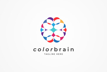 Color Brain Logo, usable for brand and company logos, vector illustration