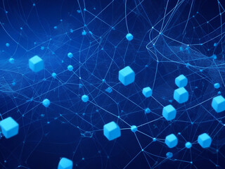 Fototapeta premium Abstract light blue background with moving lines and dots the concept of big data network connection worldwide