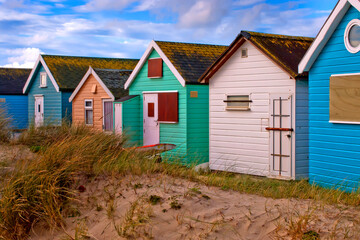 Fototapeta na wymiar Beach Huts Hengistbury Head Bournemouth Dorset UK