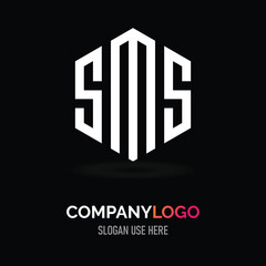 SMS logo design polygon shape