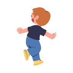 Little Boy Running Being at Kindergarden Vector Illustration
