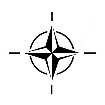 Nato flag png download. black & white symbol icon. Vector illustration isolated on transparent background
