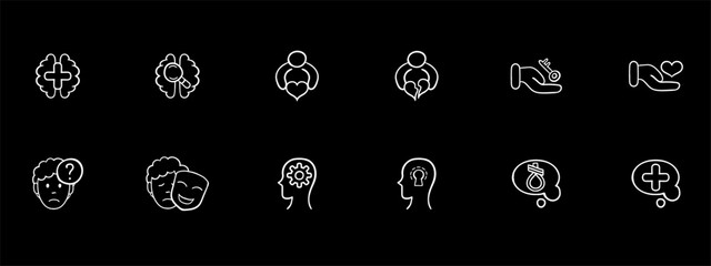 Tailored programs and strategies for effective weight loss. Personalized nutrition plans, portion control, calorie tracking, healthy meal options. Vector white set icon