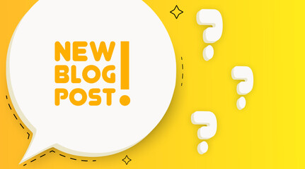 New blog post banner. Speech bubble with New blog post text. Business concept. 2d illustration. Spiral background. Vector line icon for business