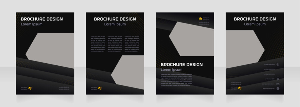 Mining technology blank brochure design. Template set with copy space for text. Premade corporate reports collection. Editable 4 paper pages. Astro Space Regular, Saira Light fonts used