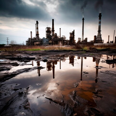 Fototapeta na wymiar oil factory generating air pollution