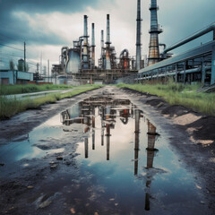 oil factory generating air pollution