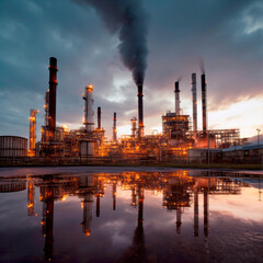 Fototapeta na wymiar oil factory generating air pollution