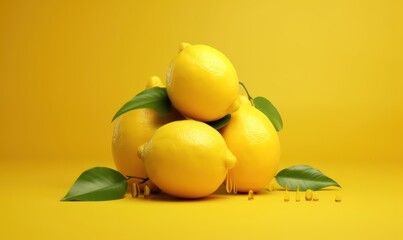 Yellow Pineapple Background For Social Media Advertising, Fruit Citrus Vitamin C. Generative Ai