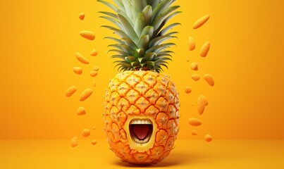 Pineapple Background For Social Media Advertising, Juicy Fruit for Healthy Nutrition. Generative Ai