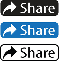 button share icon. Blue button sign. Share symbol. Social Media Button. flat style.