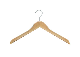 Wooden coat hanger clothes hanger .Realistic vector clothes coat wooden hanger close up isolated on background. Design template, clipart or mockup for graphics. Vector
