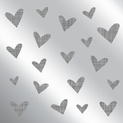 Heart shapes silver color plaid seamless template pattern background