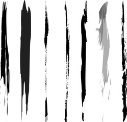 A collection of vertical lines on a white background, lines on a white drawing, a set of black strokes on a white background. Vector. Illustration