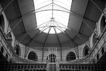 Inside the prison walls with skylight 