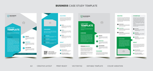 Naklejka na ściany i meble corporate case study template | double side flyer & modern a4 case study booklet flyer and poster template design | case study professional business layout design. 