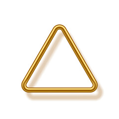 Gold triangle frame for picture with shadow on white background. Blank space for picture, painting, card or photo. 3d realistic tube template vector illustration. Simple golden object mockup