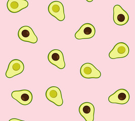 Seamless pattern of cute cartoon avocados, vector for fashion, poster, wallpaper, fabric designs