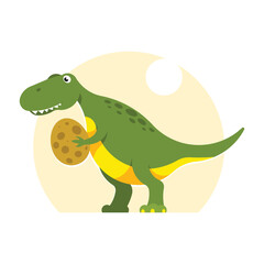 Cute dinosaur. Dinosaur with egg. Vector illustration in flat style