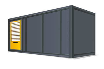 House of black cargo container. Large house out of container for ship isolated on a white background. 