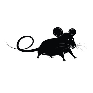 Black rat isolated on white background. Vector illustration for your design.