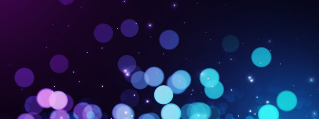 Bokeh blue purple background banner futuristic business data technology modern concept, abstract blue bokeh dark blue contrast.
