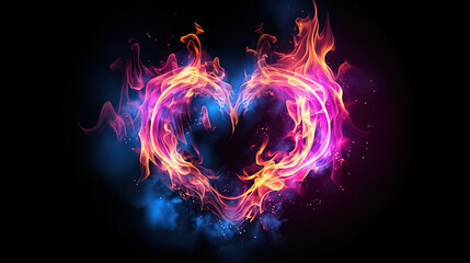 3D illustration a burning heart