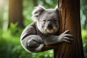 koala climbing on tree generated AI